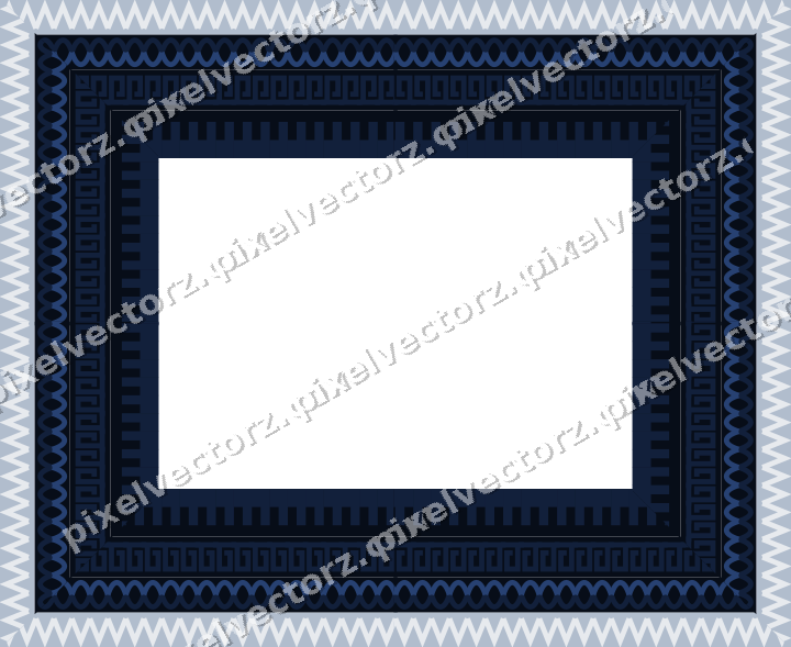 Decorative picture frame border in dark blue and white with guilloche