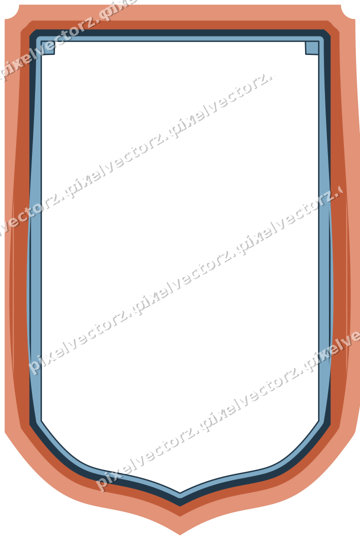 Decorative line art frame in orange and cyan with label plaque