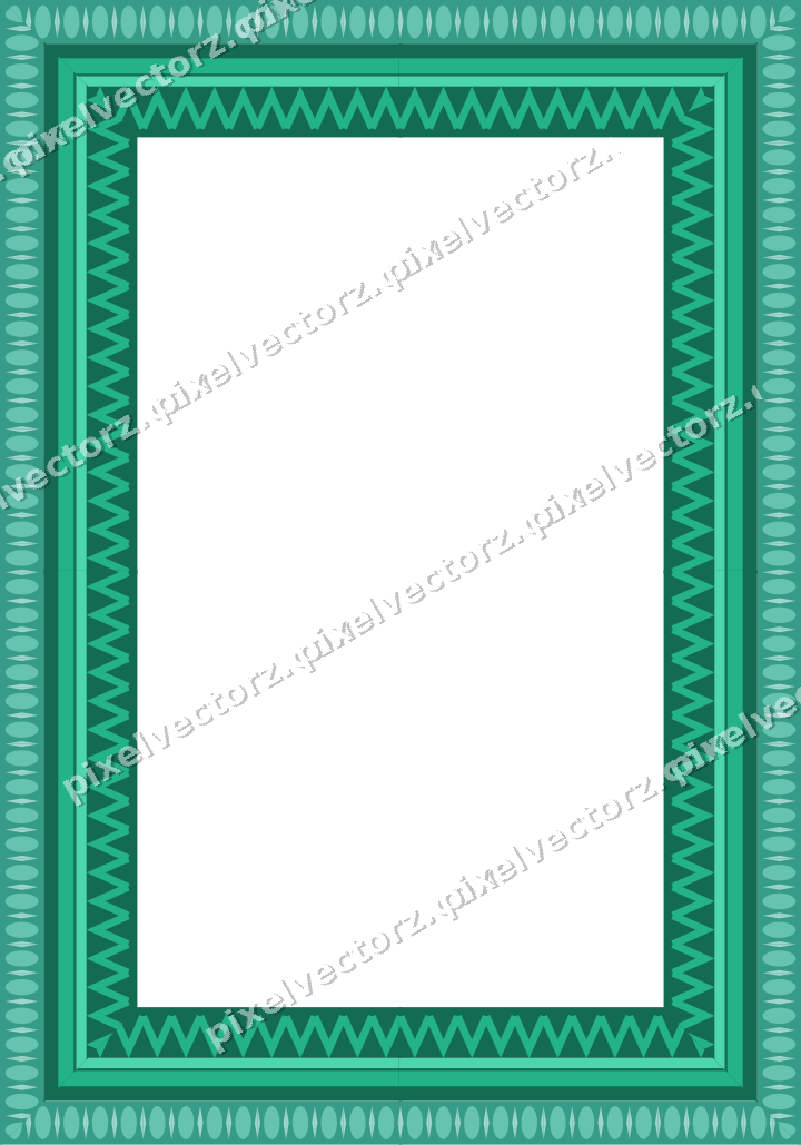 Decorative picture frame border in green and teal with egg and dart