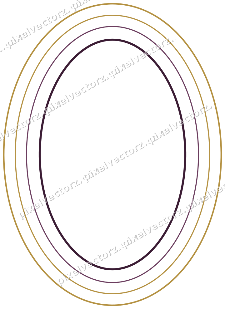 Decorative line art frame in dark magenta and amber with oval