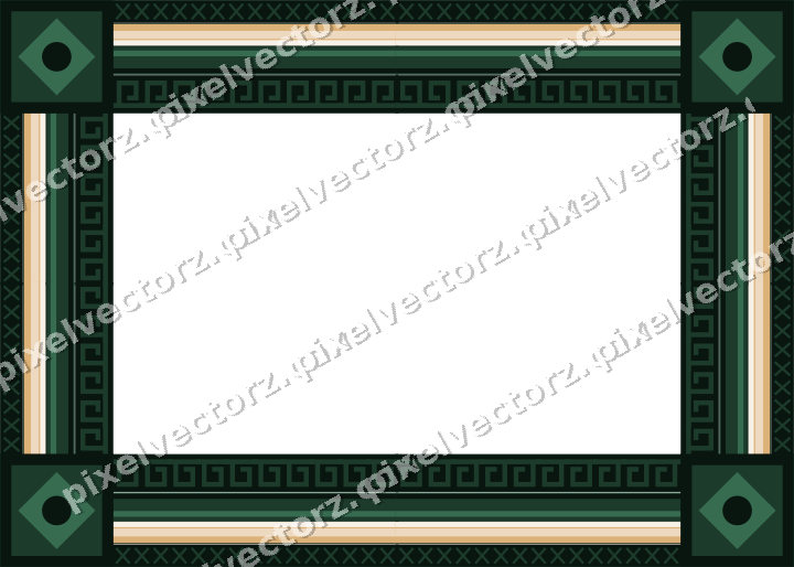 Decorative picture frame border in dark green with cross band