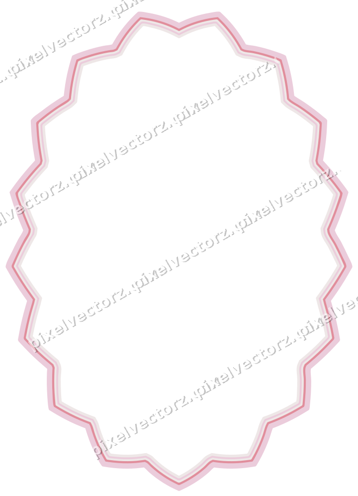 Decorative line art frame in pale pink and pale red with oval