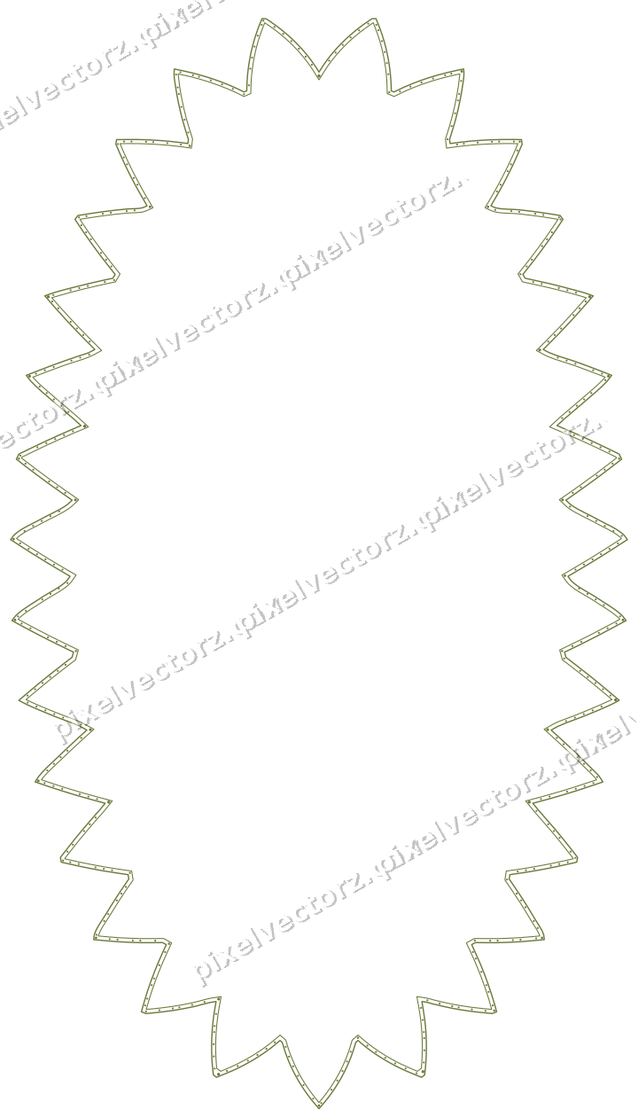 Decorative line art frame in lime and pink with oval and zigzag edge