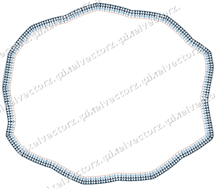 Decorative line art frame in orange and cyan with label plaque