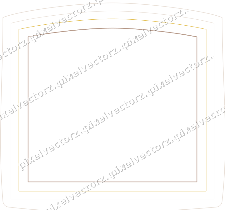 Decorative line art frame in amber and pale orange with label plaque