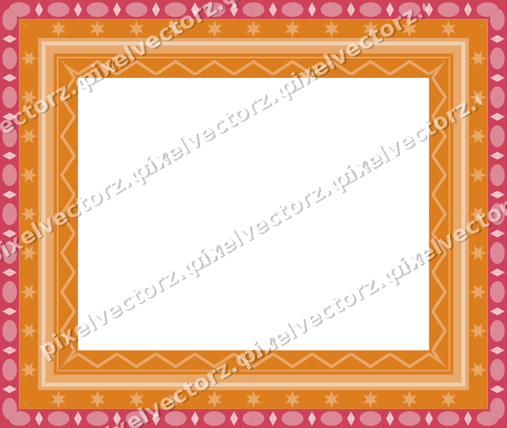 Decorative picture frame border in red and orange with egg and dart