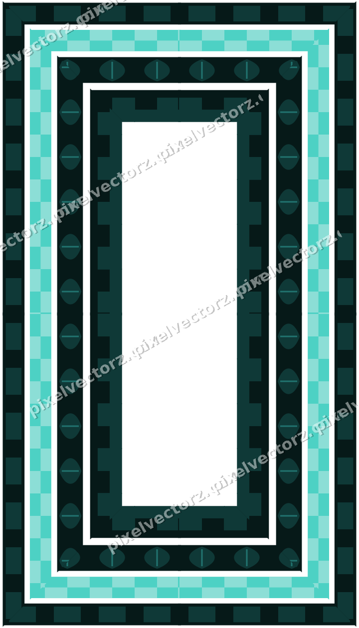 Decorative picture frame border in orange and teal with dentil