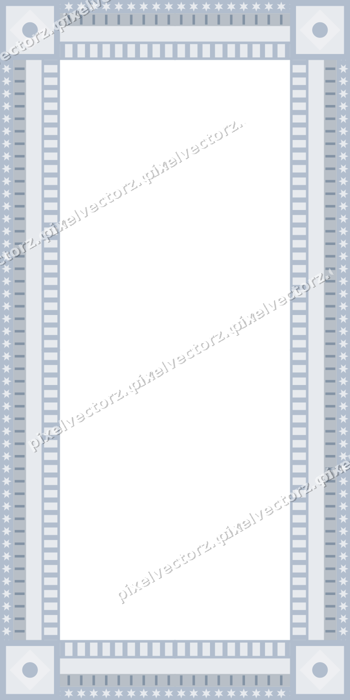 Decorative picture frame border in dark blue and white with star band