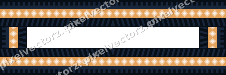 Decorative picture frame border in dark blue and orange with step band