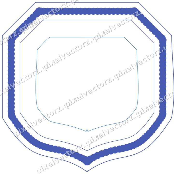 Decorative line art frame in blue and cyan with label plaque