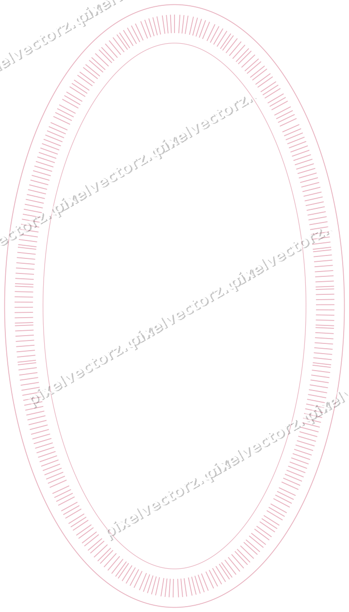 Decorative line art frame in pale pink and pale red with oval