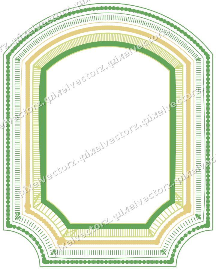 Decorative line art frame in lime and yellow with label plaque