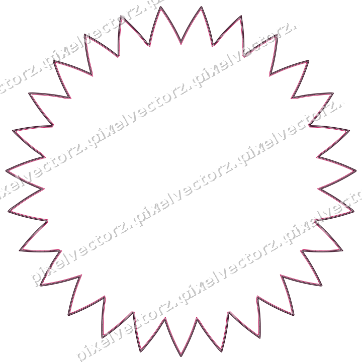 Decorative line art frame in lime and pink with oval and zigzag edge