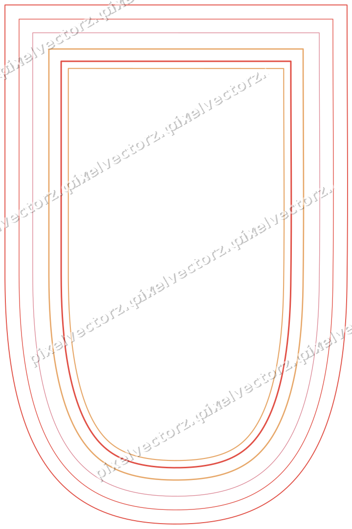Decorative line art frame in red and orange with shield