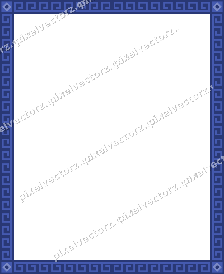Decorative picture frame border in blue and cyan with greek key