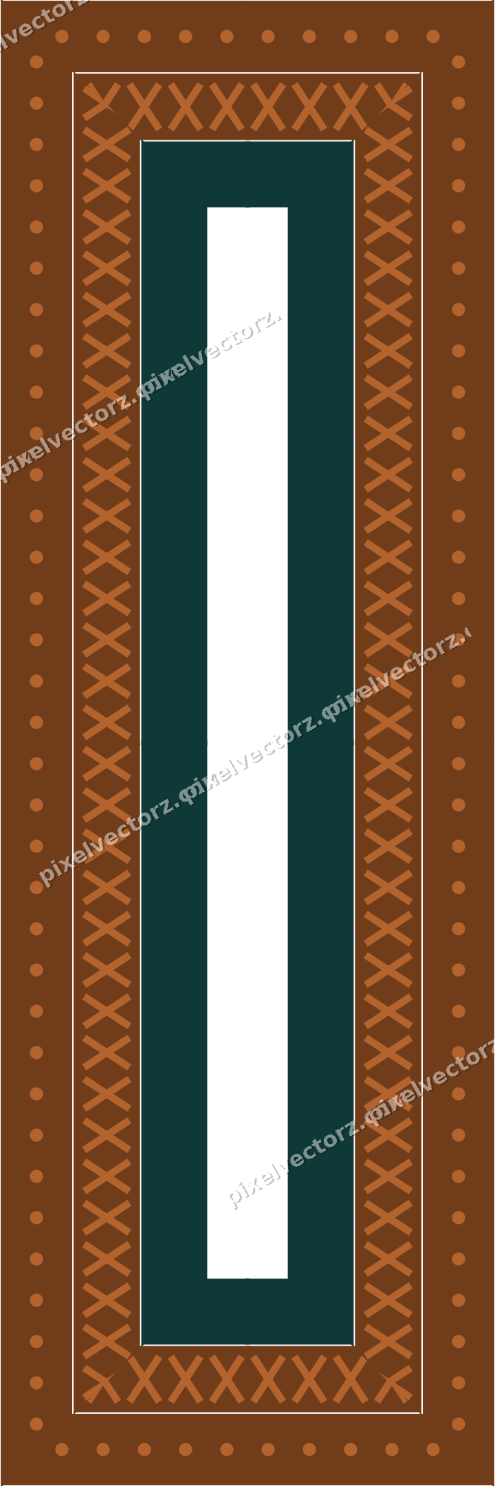 Decorative picture frame border in orange and teal with cross band