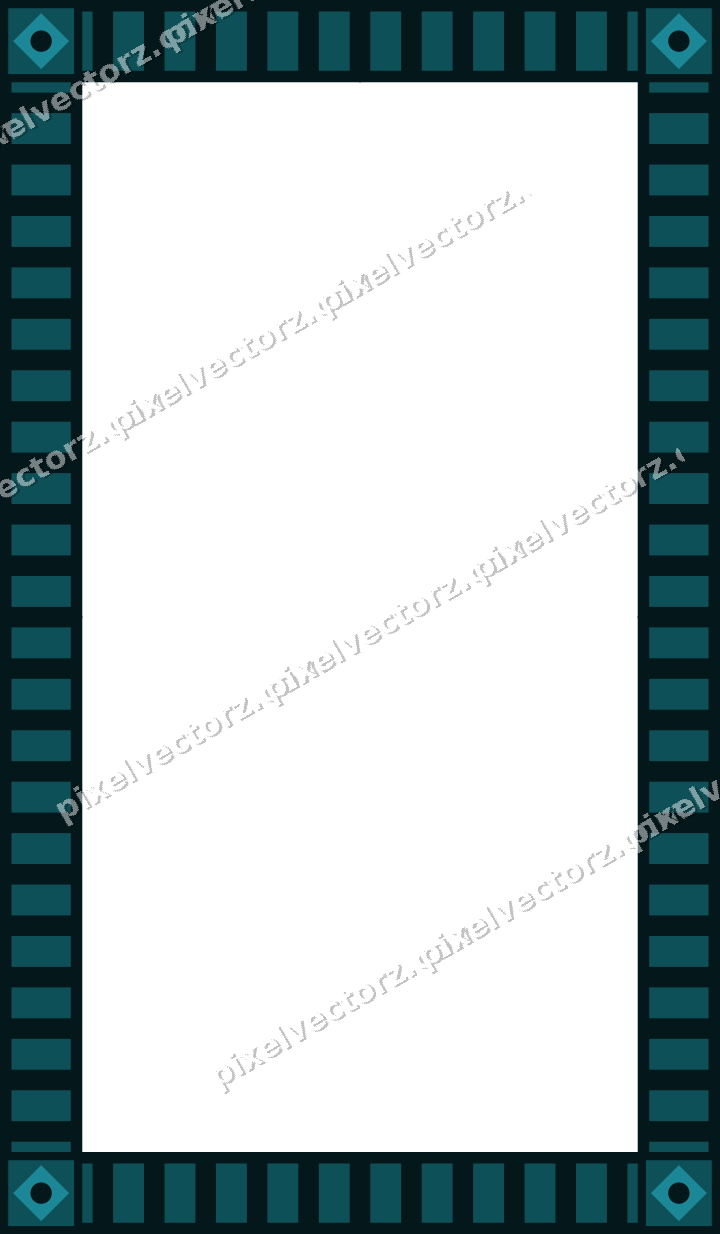 Decorative picture frame border in dark teal and orange with dentil
