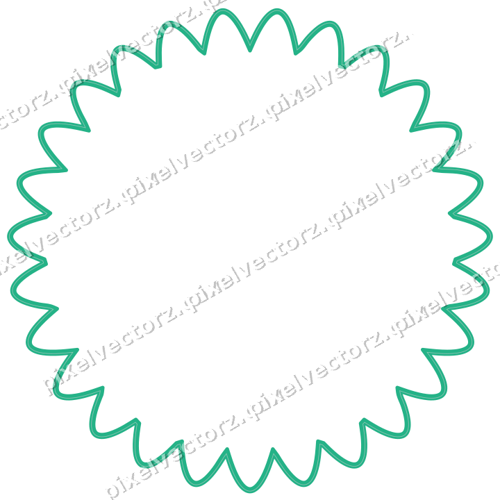 Decorative line art frame in green and teal with oval
