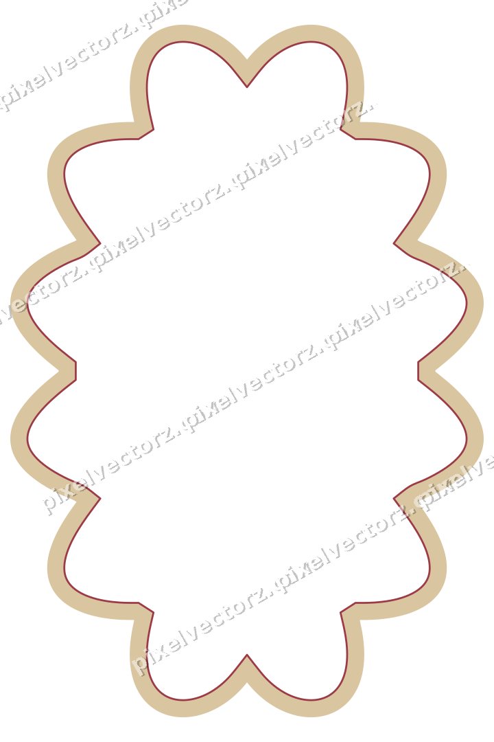 Decorative line art frame in dark pink and red with oval