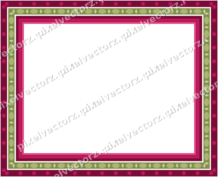 Decorative picture frame border in lime and pink with star band