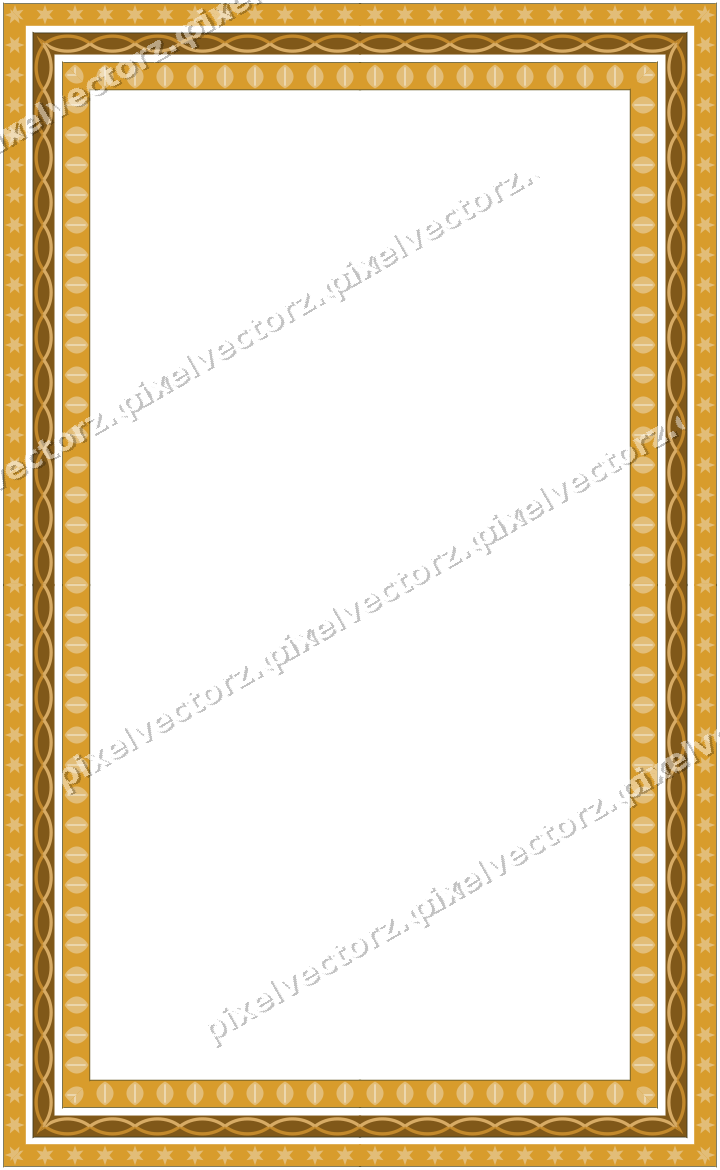 Decorative picture frame border in amber and dark teal with star band