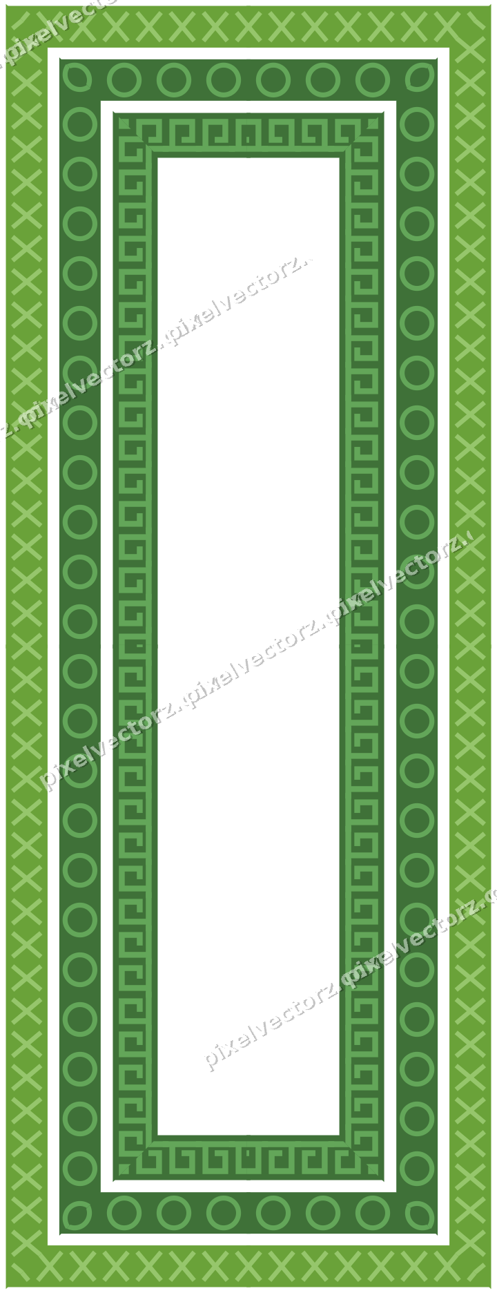 Decorative picture frame border in lime and yellow with cross band