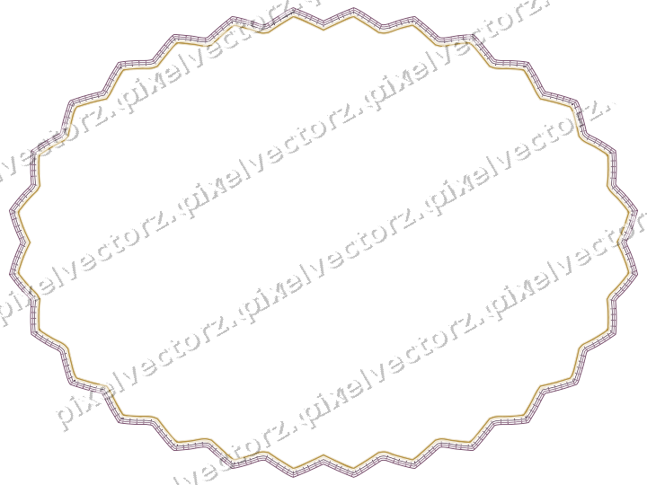 Decorative line art frame in dark magenta and amber with oval
