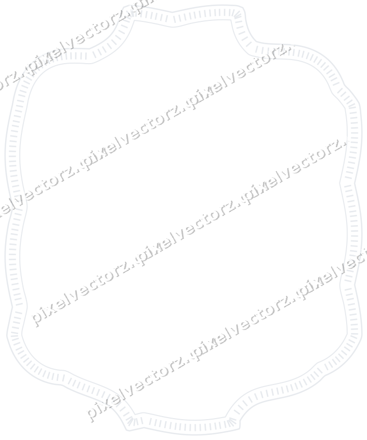 Decorative line art frame in dark blue and white with label plaque