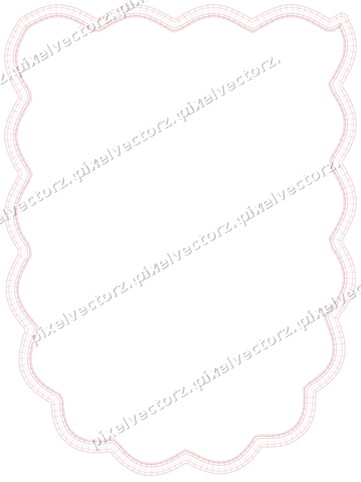 Decorative line art frame in pale pink and pale red with shield