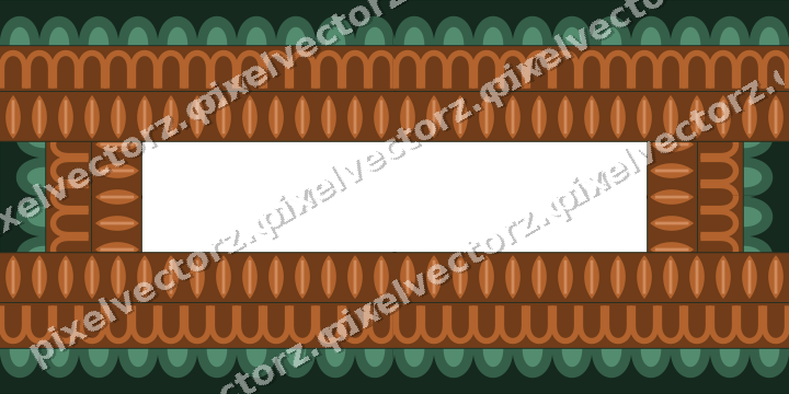 Decorative picture frame border in dark green with arcade frieze