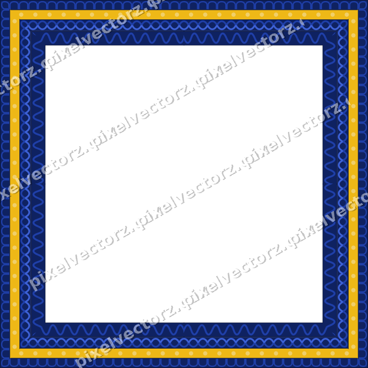 Decorative picture frame border in amber and blue with arcade frieze