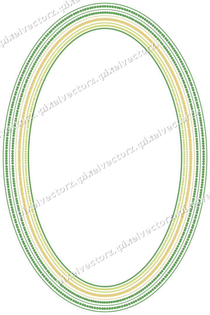 Decorative line art frame in lime and yellow with oval and dotted line
