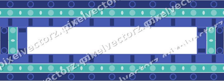 Decorative picture frame border in blue and cyan with bead and reel