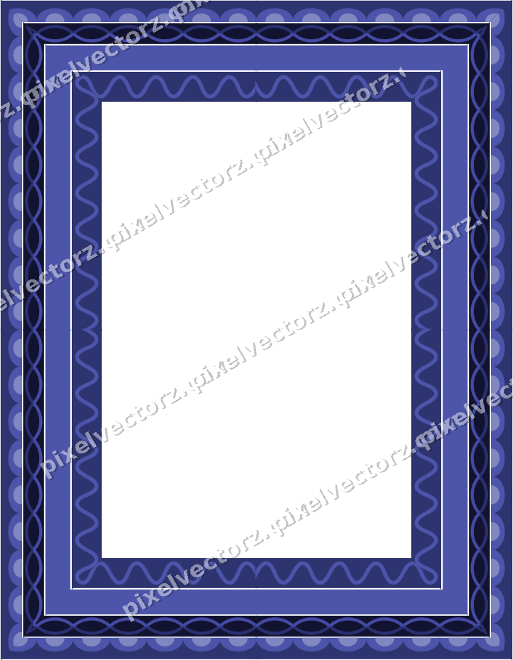 Decorative picture frame border in dark blue and amber with scale band