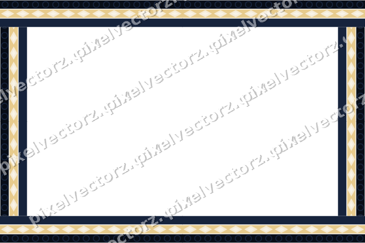 Decorative picture frame border in dark blue and amber with ring chain