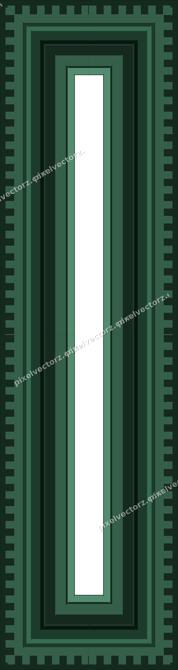 Decorative picture frame border in dark green with step band