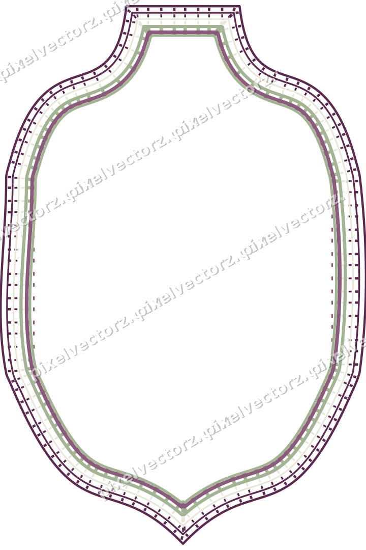 Decorative line art frame in dark magenta and lime with label plaque
