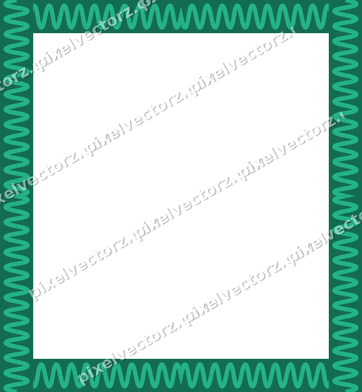 Decorative picture frame border in green and teal with wave band