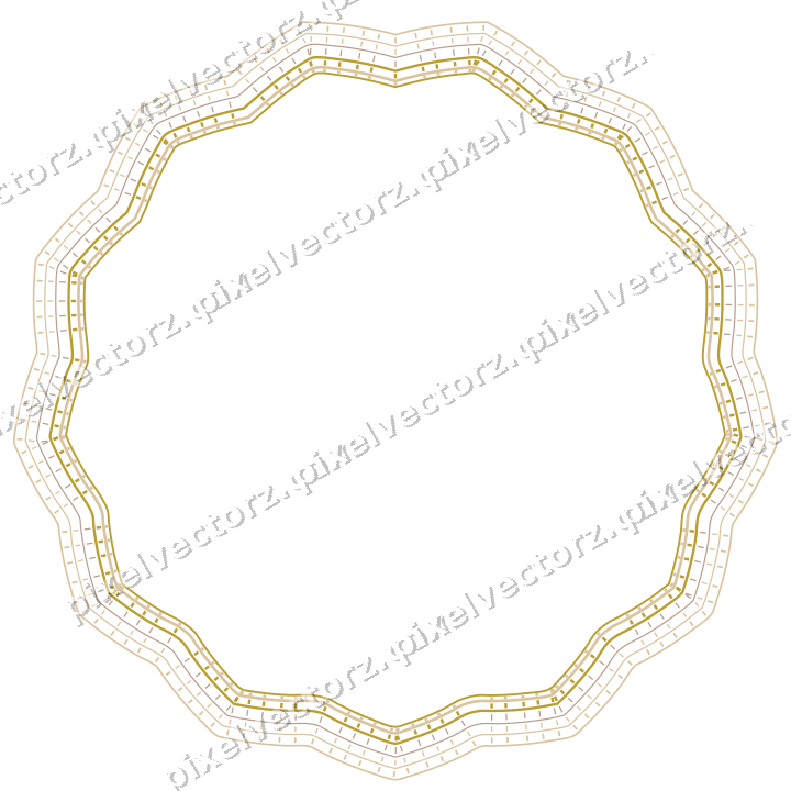 Decorative line art frame in amber and pale orange with oval