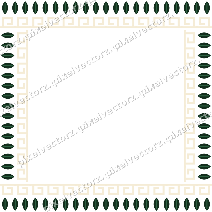 Decorative picture frame border in dark green with leaf moulding