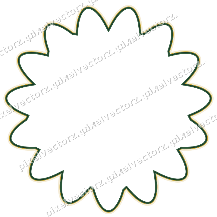 Decorative line art frame in dark green and amber with oval