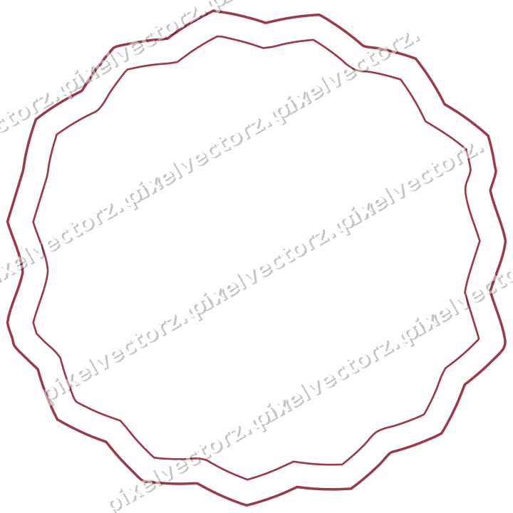 Decorative line art frame in dark pink and red with label plaque