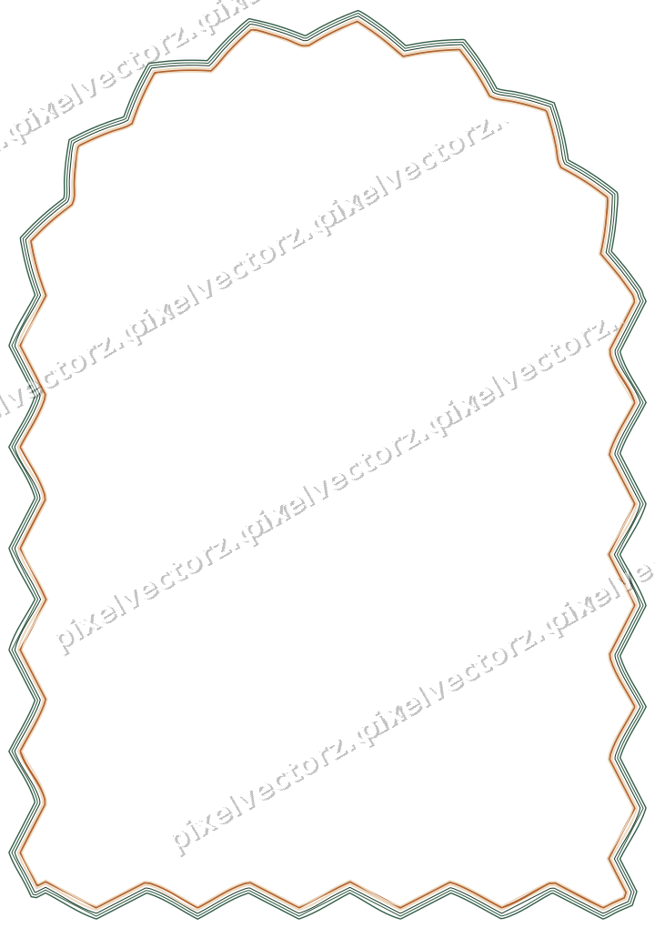 Decorative line art frame in dark green and orange with label plaque