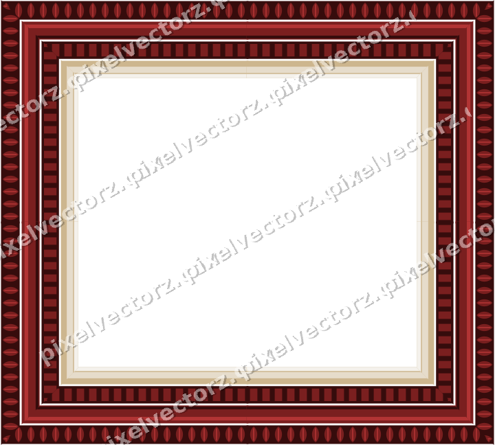 Decorative picture frame border in dark red and dark green with dentil