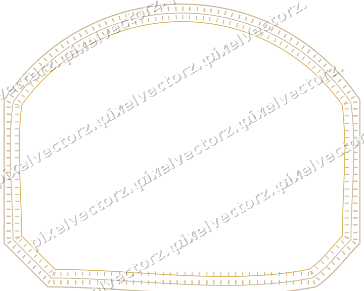 Decorative line art frame in orange and amber with label plaque