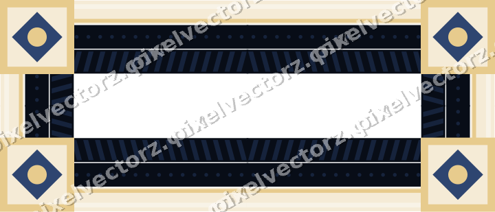 Decorative picture frame border in dark blue and amber with dot row