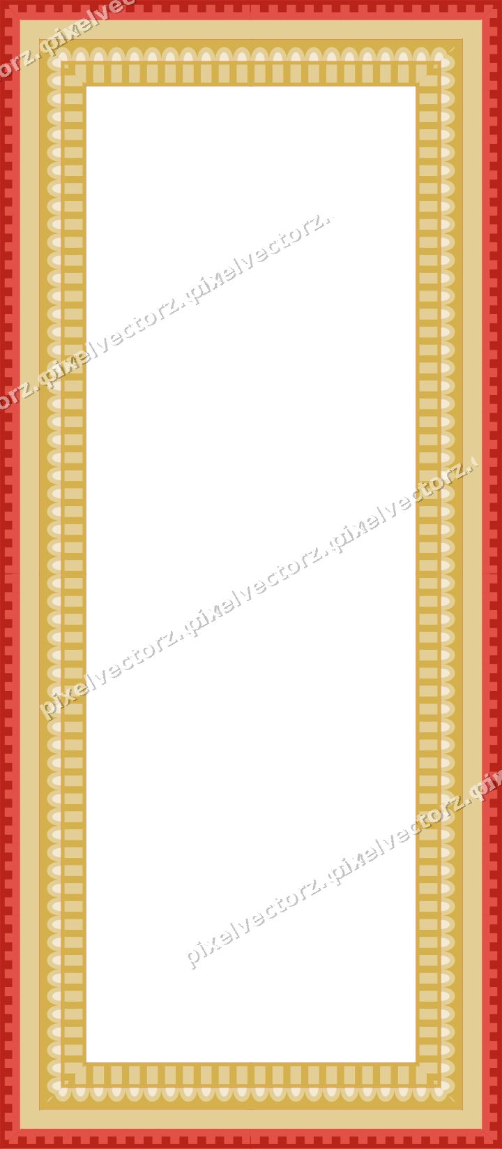 Decorative picture frame border in red and orange with step band