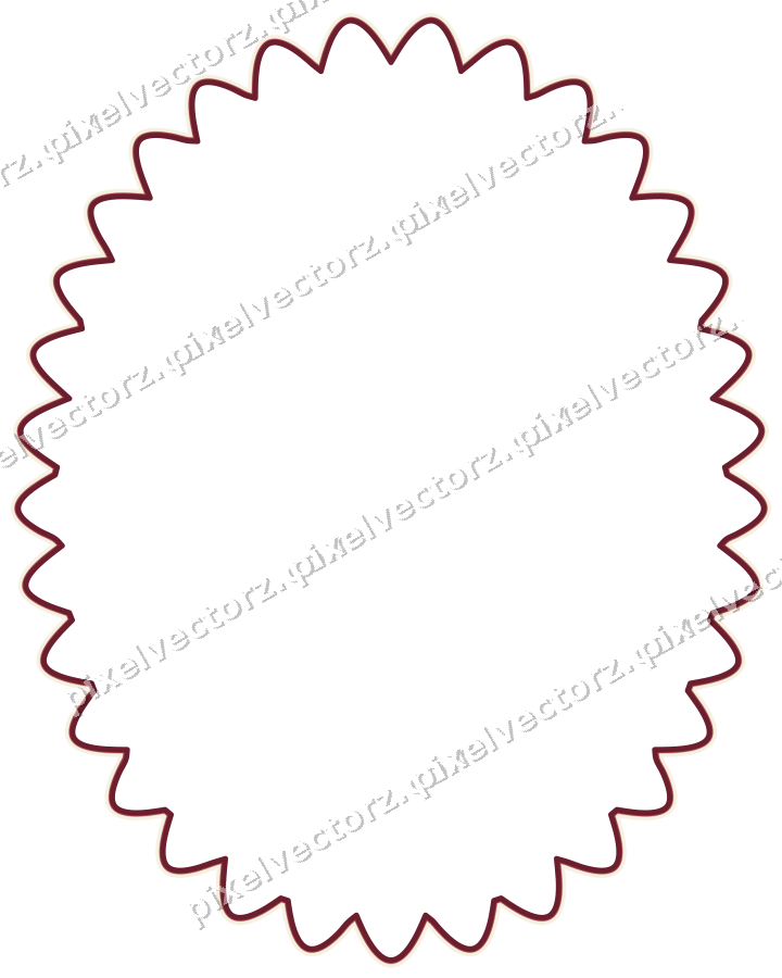 Decorative line art frame in dark pink and red with oval