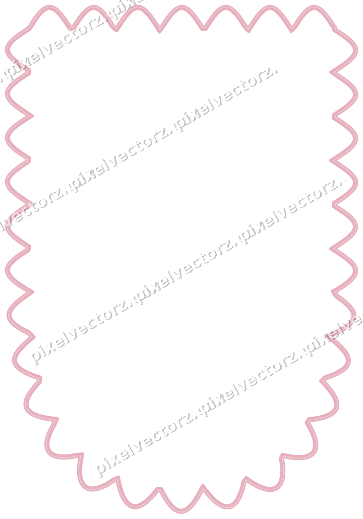 Decorative line art frame in pale pink and pale red with shield