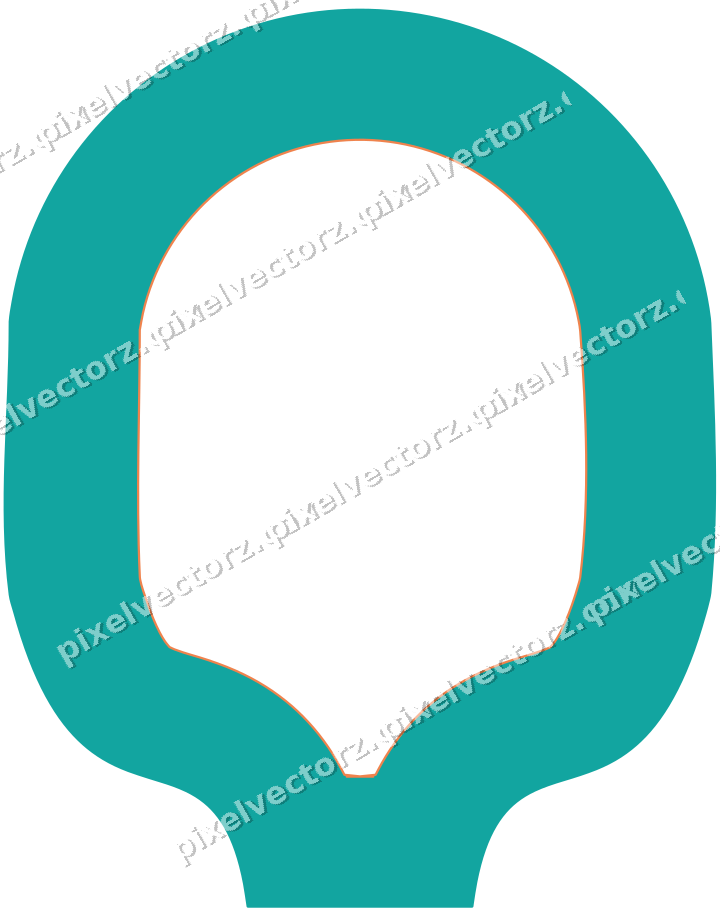 Decorative line art frame in orange and teal with label plaque
